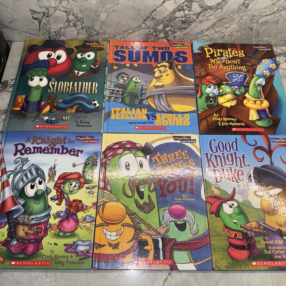 Veggie Tales Book Lot (6) Hardcover Lot Bundle Excellent Values To Grow By